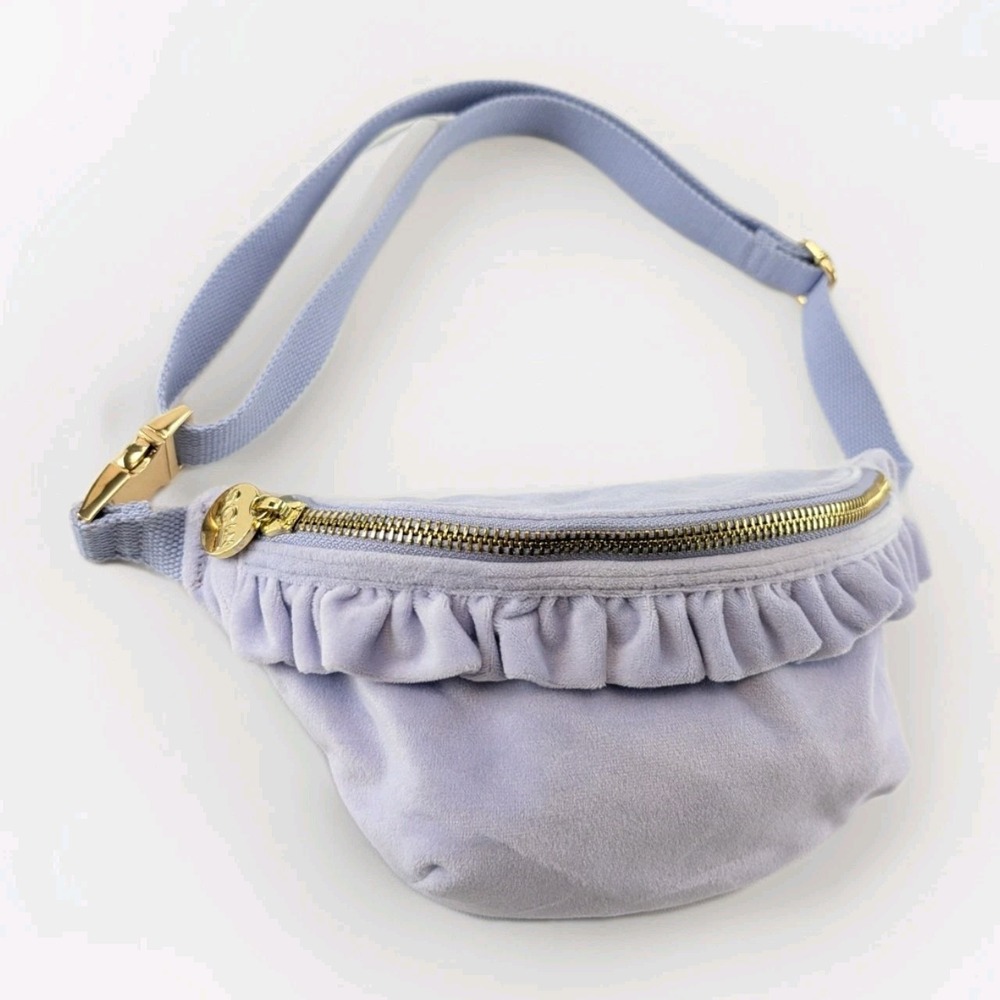 Stoney Clover Lane Velvet Ruffle Fanny‎ Pack Lavender Belt Bag Gold Hdw Purple
